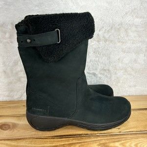 NEW Merrell Womens Size 6.5 Boots Encore Q2 Leather Black Winter Faux Fur Snow